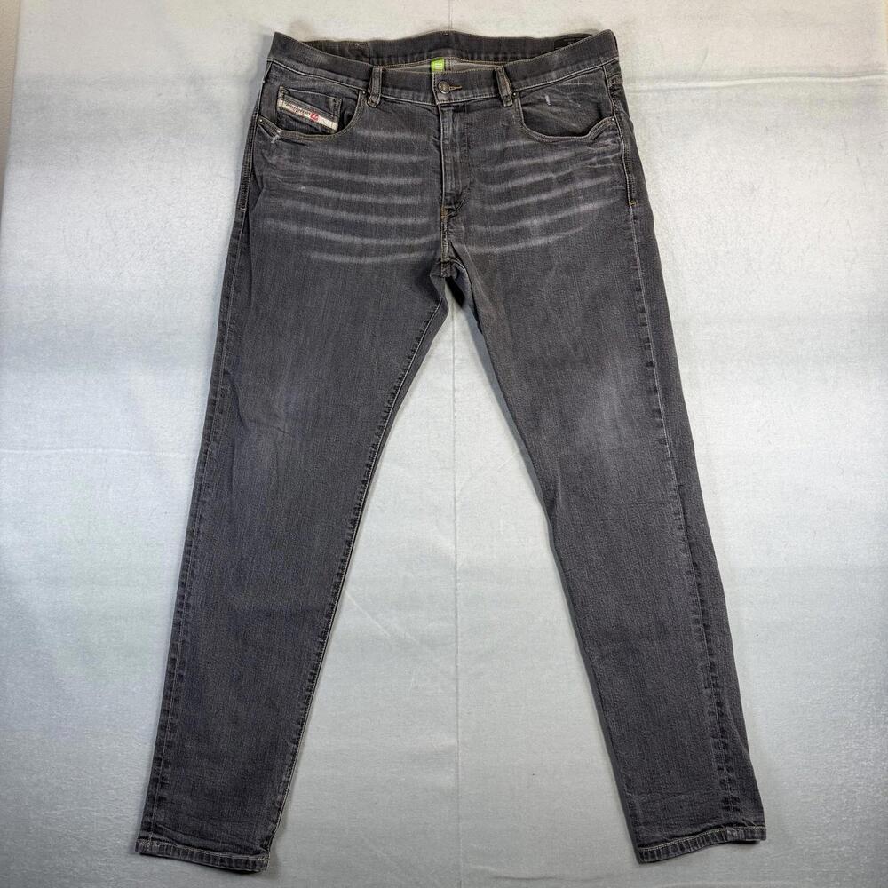 Diesel D-Strukt Jeans Mens 38x32 Gray Slim Medium Wash Faded Stretch Taper Denim